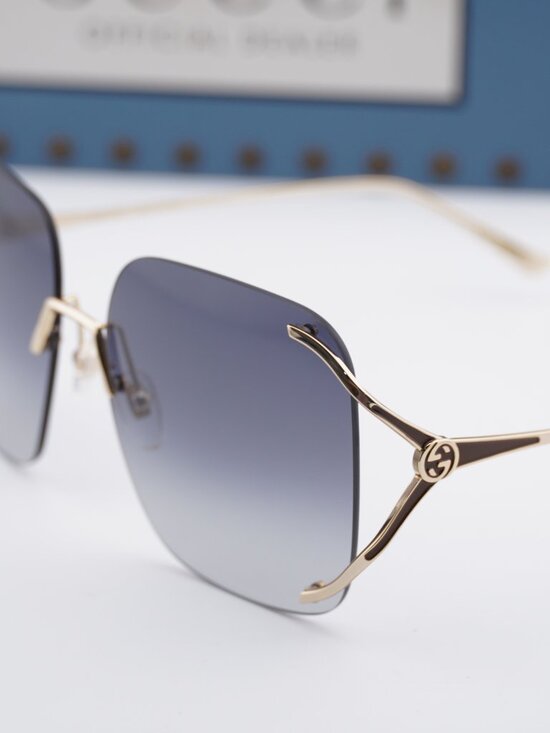 Gucci GG0646S 001 Square Sunglasses - Gold / Grey main image 10